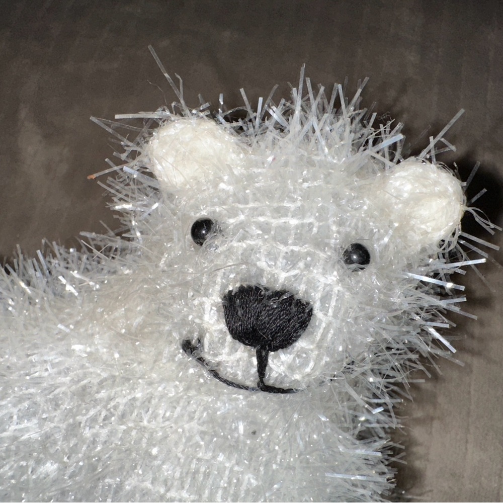 Polar Bear White Fuzzy Sparkling Bear Figure